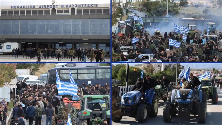 Yunanistan’dan çiftçi protestoları büyüyor: Nikos Kazancakis Havalimanı kapandı haberinin görseli