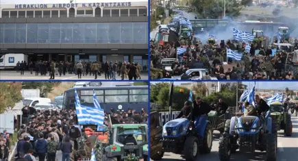 Yunanistan’dan çiftçi protestoları büyüyor: Nikos Kazancakis Havalimanı kapandı