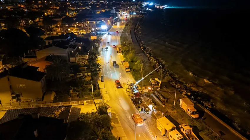 İZSU ekipleri Güzelbahçe–Narlıdere ana iletim hattındaki arızayı çözdü