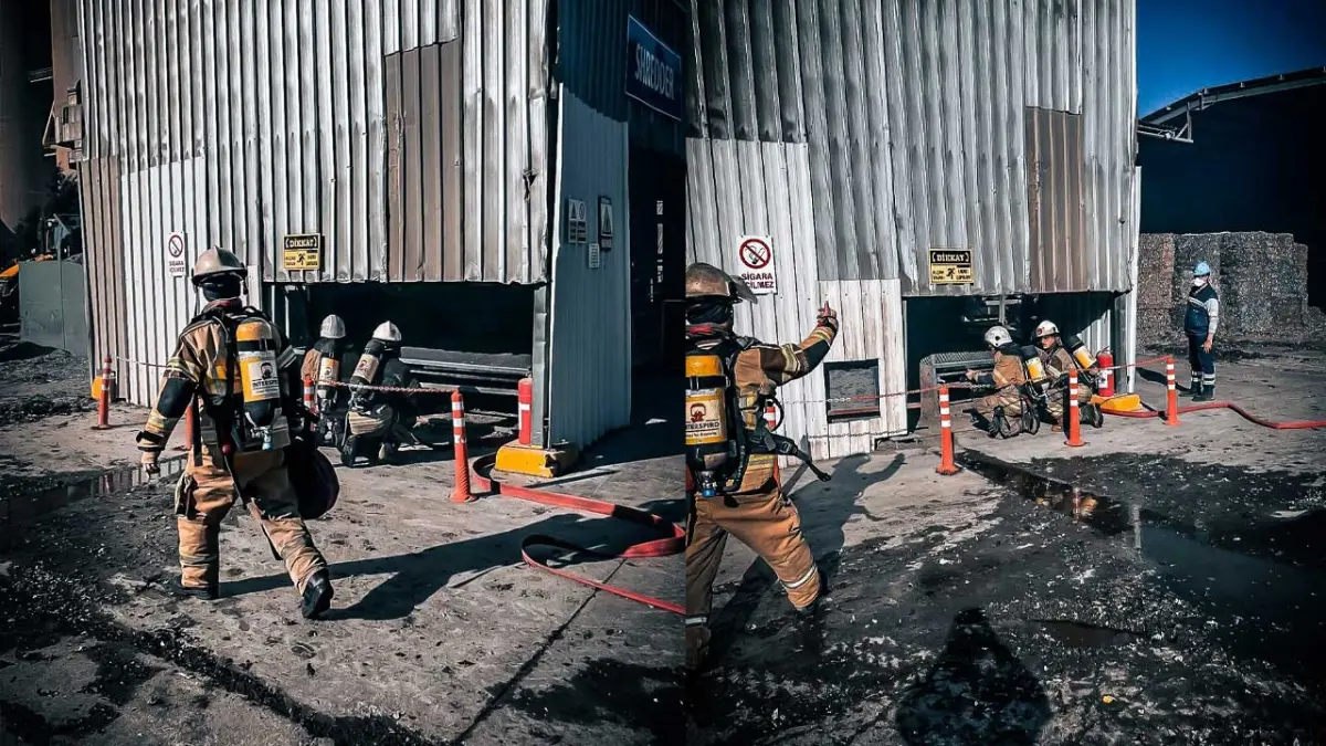 Çimento fabrikasında nefes kesen tatbikat haberinin görseli