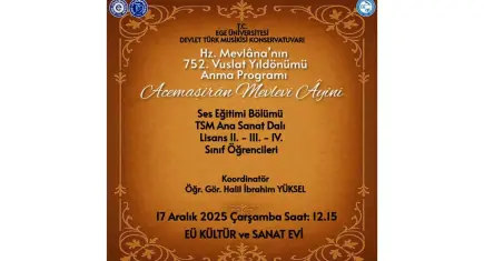 EÜ’den Mevlana anısına özel program