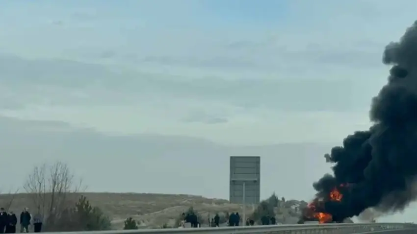 Polatlı’da seyir halindeki otobüste yangın haberinin görseli