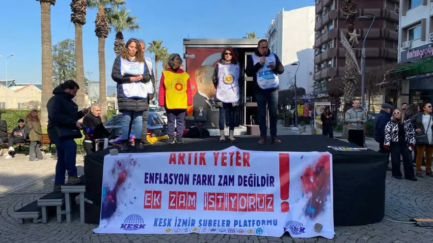 İzmir’de kamu emekçileri geçim için iş bıraktı