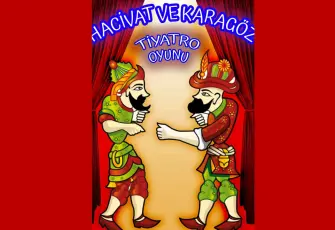 Hacivat ile Karagöz çocuklar için sahnede