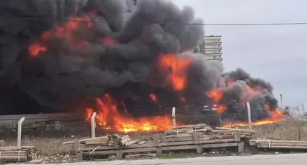 Büyükçekmece'de fabrikanın açık alanındaki yangın