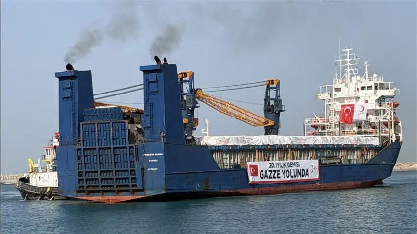 Türk Kızılayı’nın 20. İyilik Gemisi El Ariş Limanı’na ulaştı haberinin görseli