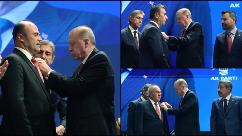 Rozetlerini Cumhurbaşkanı Erdoğan taktı: 4 belediye başkanı AK Parti’ye katıldı