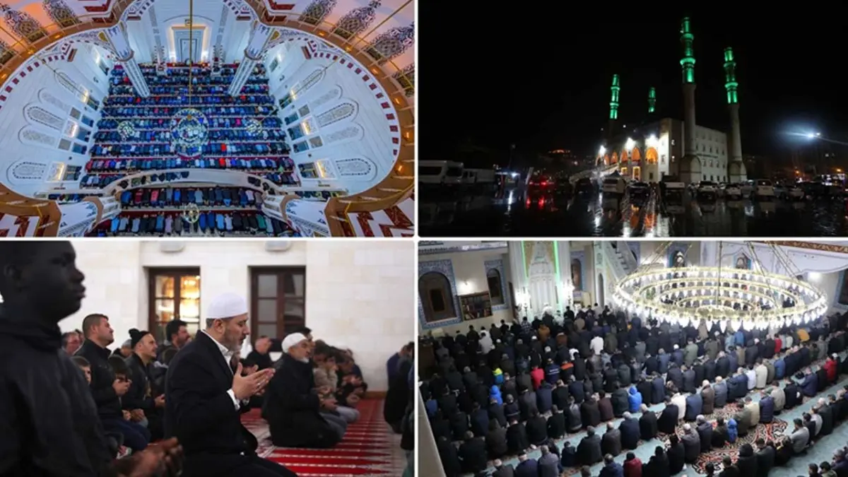 Berat Kandili’nde camiler doldu taştı: Eller semaya açıldı haberinin görseli