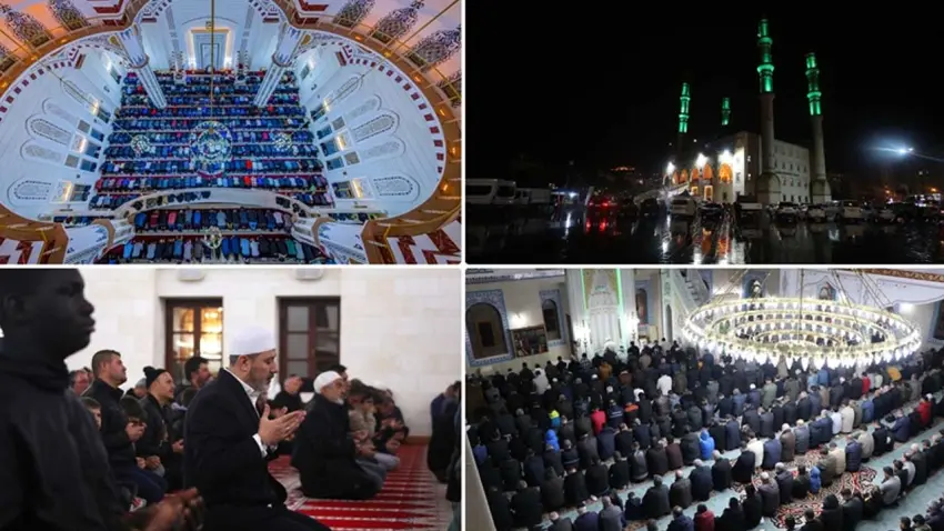 Berat Kandili’nde camiler doldu taştı: Eller semaya açıldı haberinin görseli