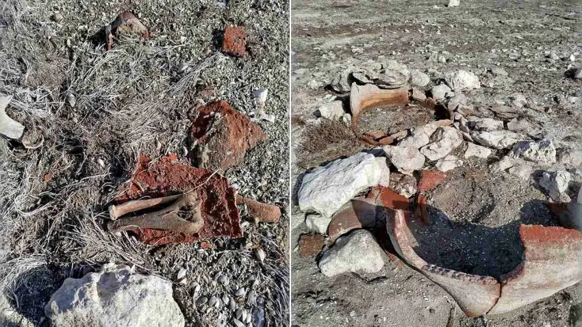 Eğirdir Gölü çekildi, ‘küp mezar’ ortaya çıktı: Defineciler talan etti