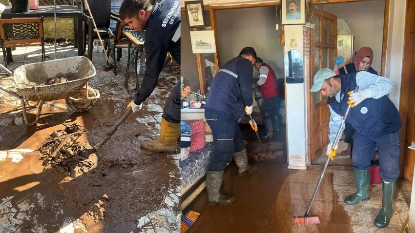 Seferihisar'da sel ve fırtına sonrası yoğun mesai