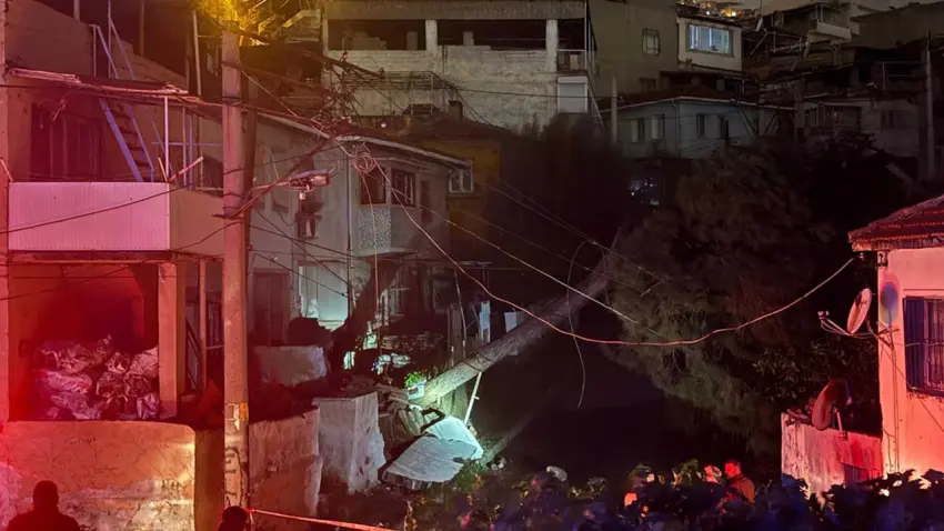 İzmir'de fırtına yangın çıkardı: Ağaç elektrik tellerinin üzerine devrildi!