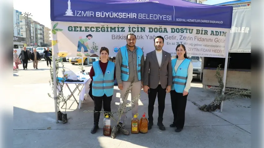 Menderes’te doğa dostu kampanya: Atık yağını getir, zeytin fidanını götür haberinin görseli