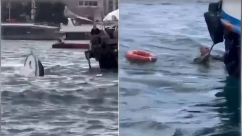 Karaköy'de korku dolu anlar: Yolcu vapuru balıkçı teknesine çarptı haberinin görseli