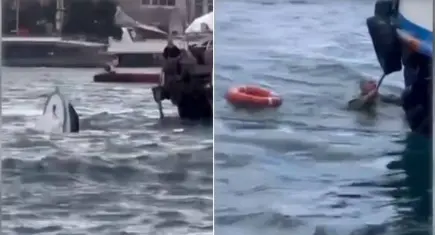 Karaköy'de korku dolu anlar: Yolcu vapuru balıkçı teknesine çarptı