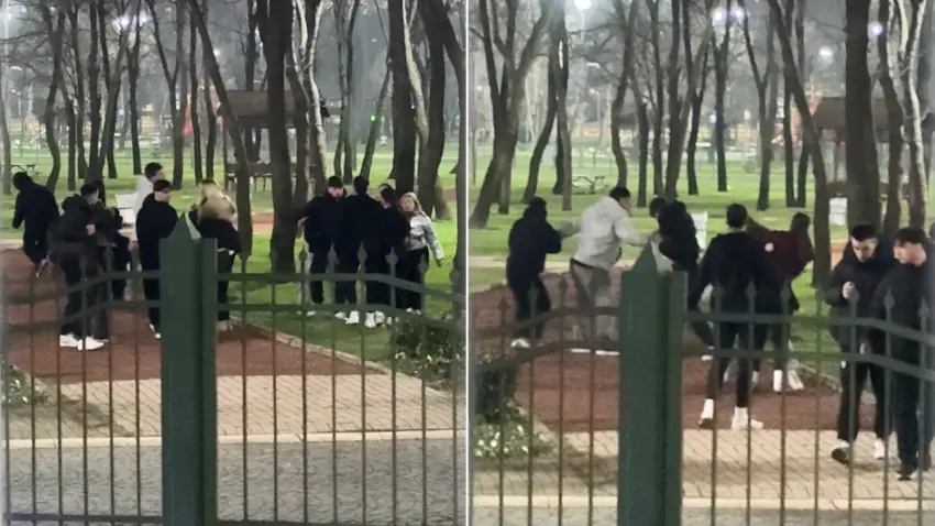 Liseli öğrenciler parkta tekmeli yumruklu kavga etti: Seni mermi manyağı yapacağım! haberinin görseli