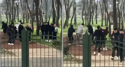 Liseli öğrenciler parkta tekmeli yumruklu kavga etti: Seni mermi manyağı yapacağım!