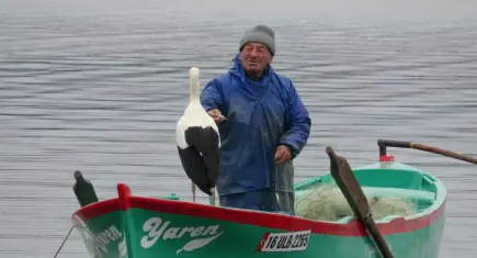 15 yıldır süren dostluk: Balıkçı Adem Yılmaz ile Yaren leylek özlem gideriyor