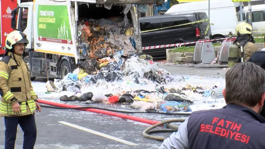 Çöp kamyonetinde patlamalar meydana geldi haberinin görseli
