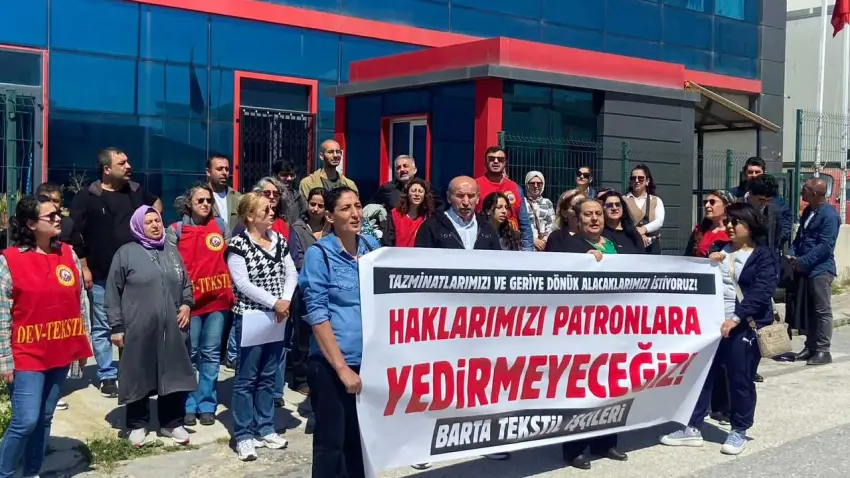 Barta tekstil işçileri hakları için direnişe geçti haberinin görseli