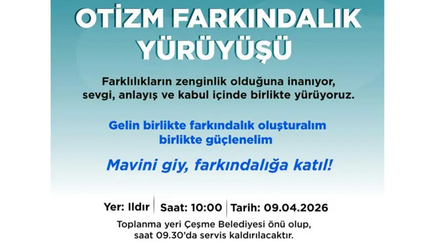 Çeşme’de otizm farkındalık yürüyüşü haberinin görseli