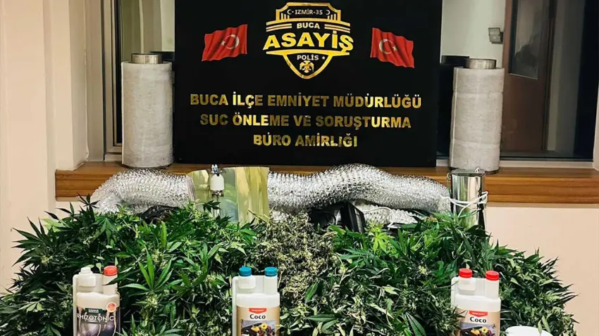 İzmir’de evde uyuşturucu yetiştiren 2 şüpheli yakalandı haberinin görseli