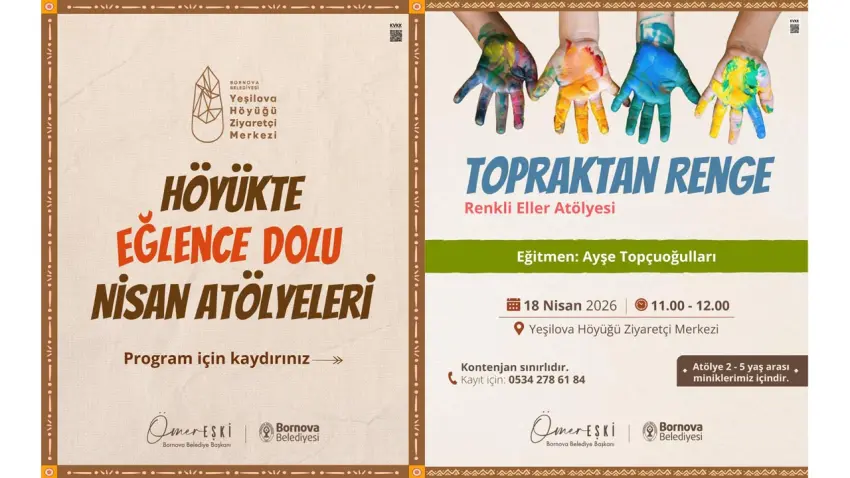 Bornova’da minikler Yeşilova Höyüğü’nde hem eğleniyor hem öğreniyor haberinin görseli