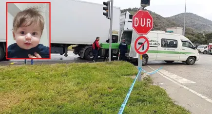 Otomobil ile TIR’ın çarpıştığı kazada araçtan yola savrulan bebek TIR’ın altında kalarak öldü