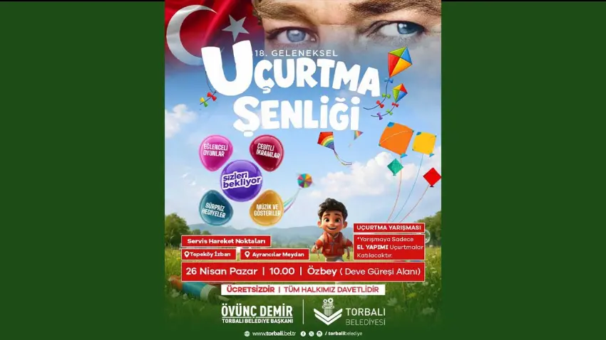 Torbalı Belediyesi’nden Uçurtma Şenliği daveti: Gökyüzü pazar günü renklenecek haberinin görseli