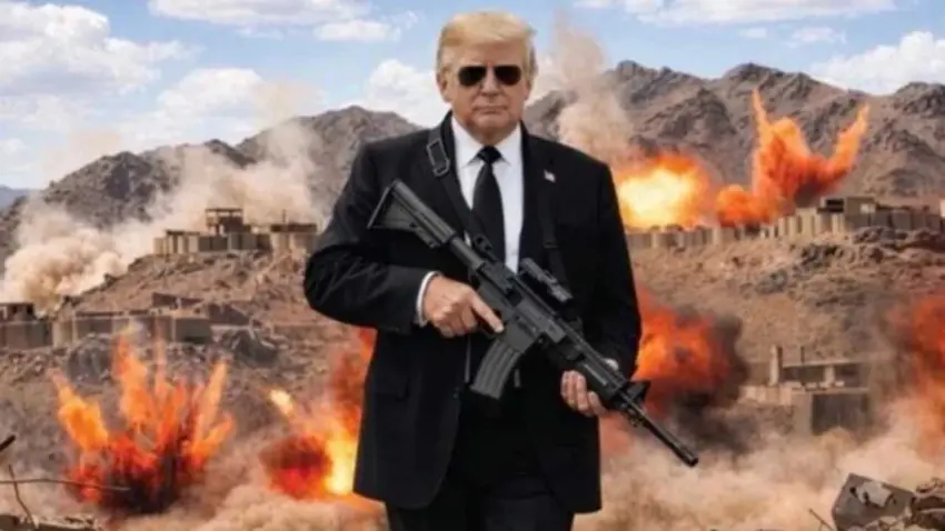 Trump'tan silahlı fotoğrafla İran'a mesaj verdi haberinin görseli