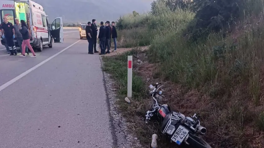 Ödemiş’te korkutan kaza! Kontrolden çıkan motosiklet devrildi haberinin görseli