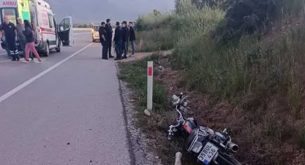 Ödemiş’te korkutan kaza! Kontrolden çıkan motosiklet devrildi