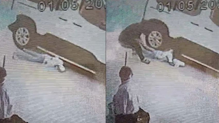 Aracın altına giren çocuk ezilmekten son anda kurtuldu haberinin görseli