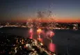İstanbul Boğazı’ndaki havai fişek gösterisi havadan görüntülendi
