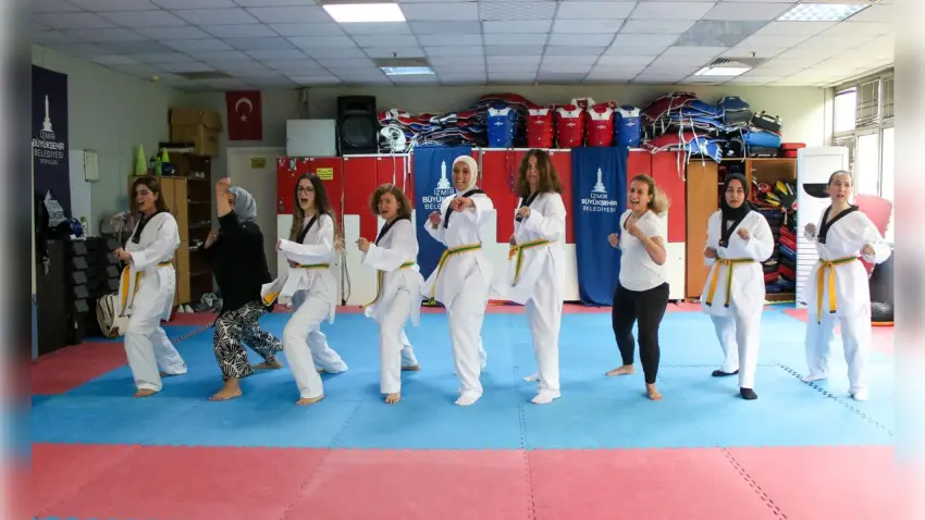 Büyükşehir’in tekvando kursuna kadınlardan yoğun ilgi: Hem öz savunma hem meslek fırsatı haberinin görseli