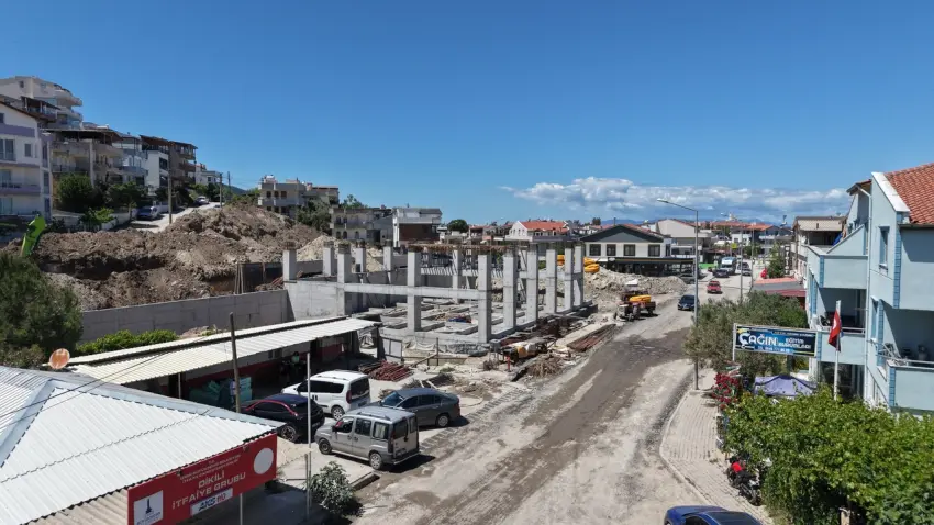 Dikili’nin yeni itfaiye binası hızla yükseliyor haberinin görseli