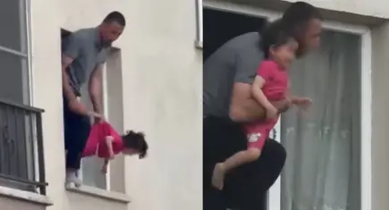 3 yaşındaki kızını rehin alarak camdan sarkıtan baba etkisiz hale getirildi