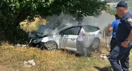 İzmir'de otomobil, ağaca çarptı: Ağır yaralılar var