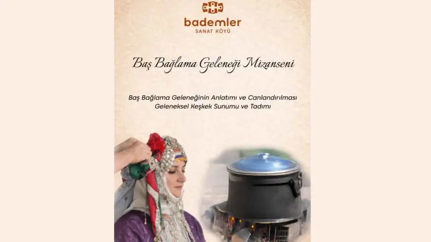 Bademler Sanat Köyü farklı bir deneyim: Geleneksel Baş Bağlama Töreni haberinin görseli