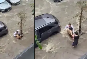 İstanbul’da sağanak kabusa döndü: Sele kapılmak üzere olan kadın saksıya tutunarak kurtuldu