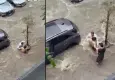 İstanbul’da sağanak kabusa döndü: Sele kapılmak üzere olan kadın saksıya tutunarak kurtuldu