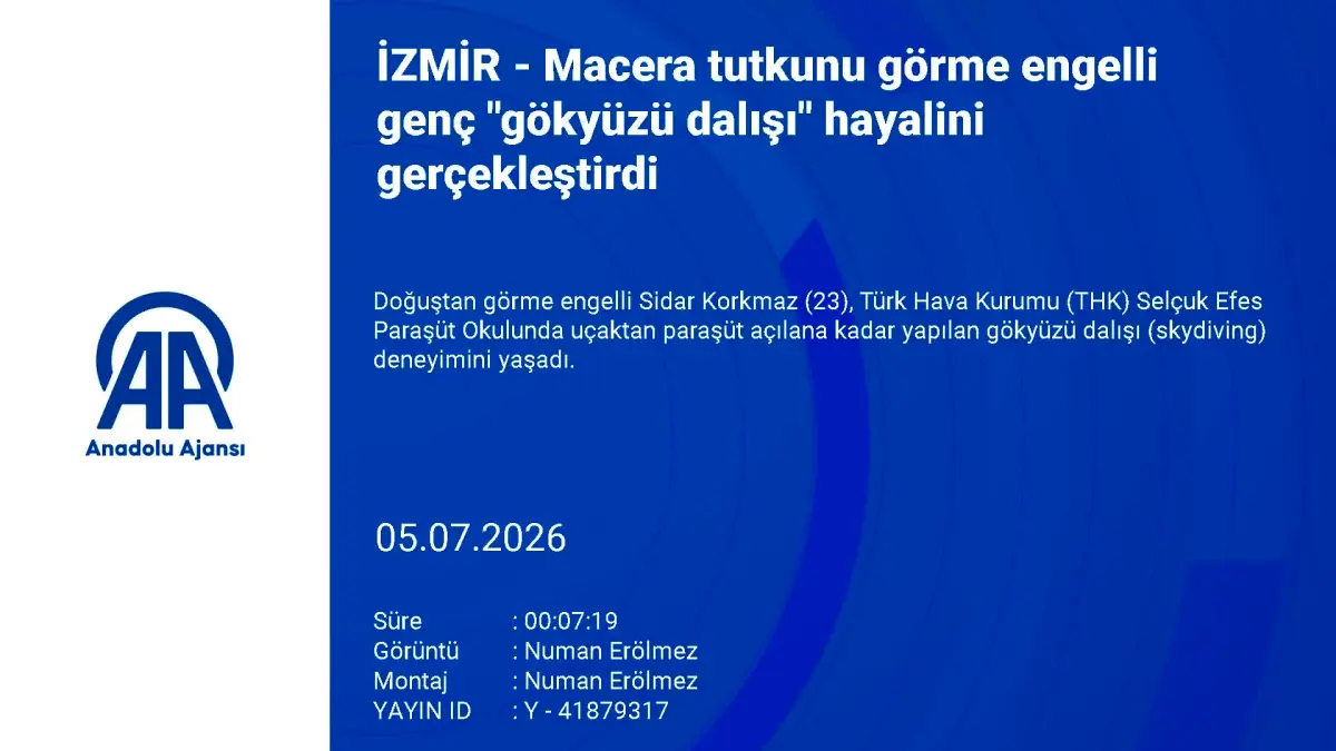 Görme engelli genç gökyüzü dalışı" yaptı görseli