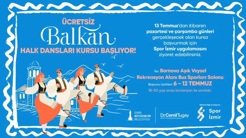 İzmir Büyükşehir’den ücretsiz Balkan Halk Dansları Kursu haberinin görseli
