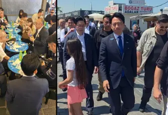 Japon Savunma Bakanı Koizumi'nden İstanbul turu: Eminönü'nde balık ekmek yedi
