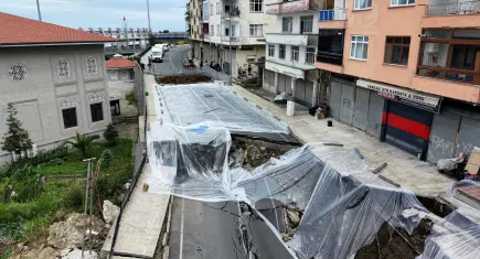 Rize’de çöken yolda önlemler artırıldı