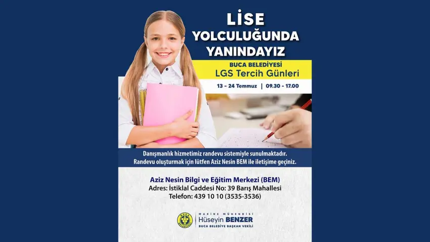 Buca Belediyesi'nden LGS tercih döneminde ücretsiz danışmanlık haberinin görseli