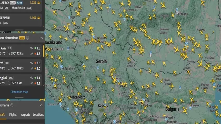 Fenerbahçe'nin yeni transferi  Greenwood yolda: THY uçağı flightRadar24'te zirvede haberinin görseli