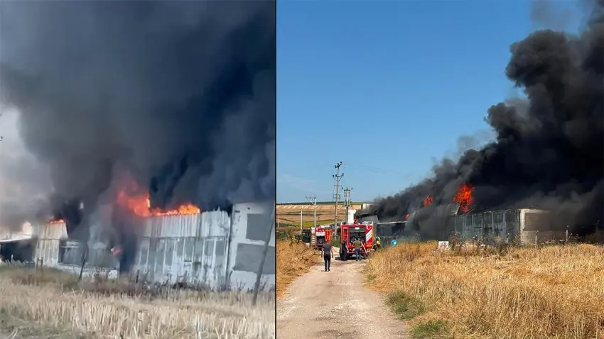 Bandırma'da geri dönüşüm deposunda yangın çıktı haberinin görseli