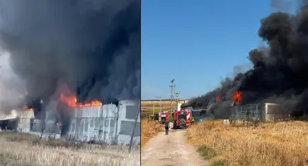 Bandırma'da geri dönüşüm deposunda yangın çıktı