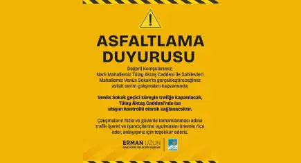 Narlıdere'de asfalt çalışması: Bazı yollar trafiğe kapatılacak
